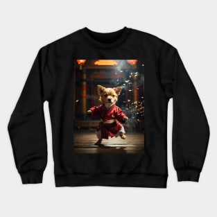 Cute Red Kung Fu Puppy Crewneck Sweatshirt